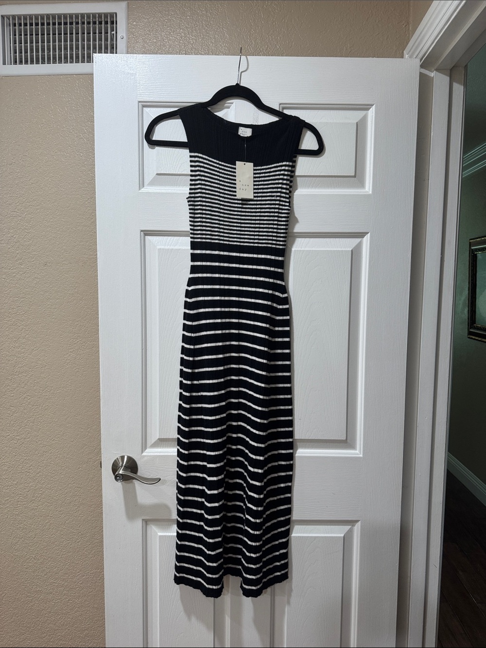 Black & White Striped Knit Maxi Dress - Classic Women's Dress